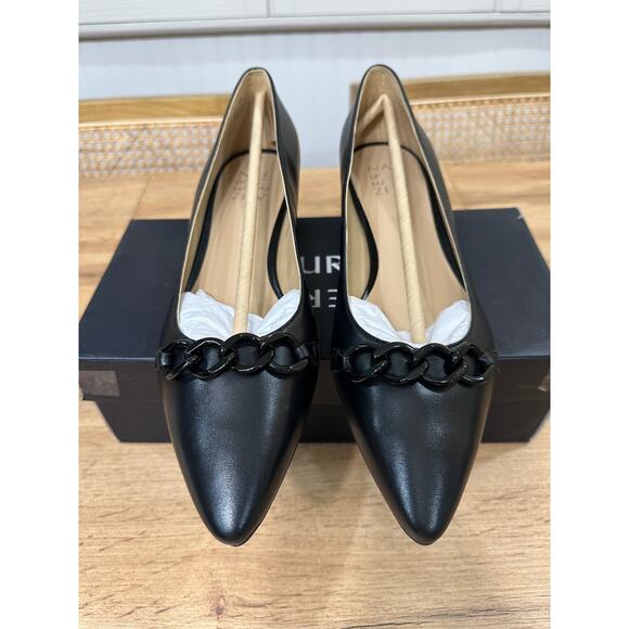 Naturalizer Women's Dressy Becca Flat Black Leather 9 NIB Office Metallic Detail - Picture 6 of 15
